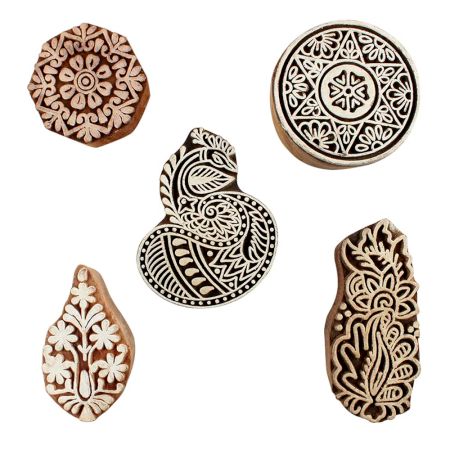 Set of 5 Piece New Mix Wooden Printing Blocks